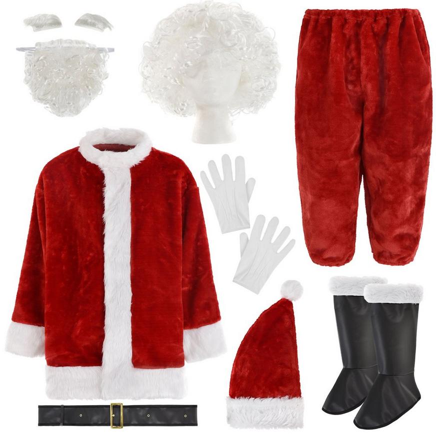 Boys Little Santa Christmas Dress Up Pyjamas & Hat Set Novelty Set Red White 