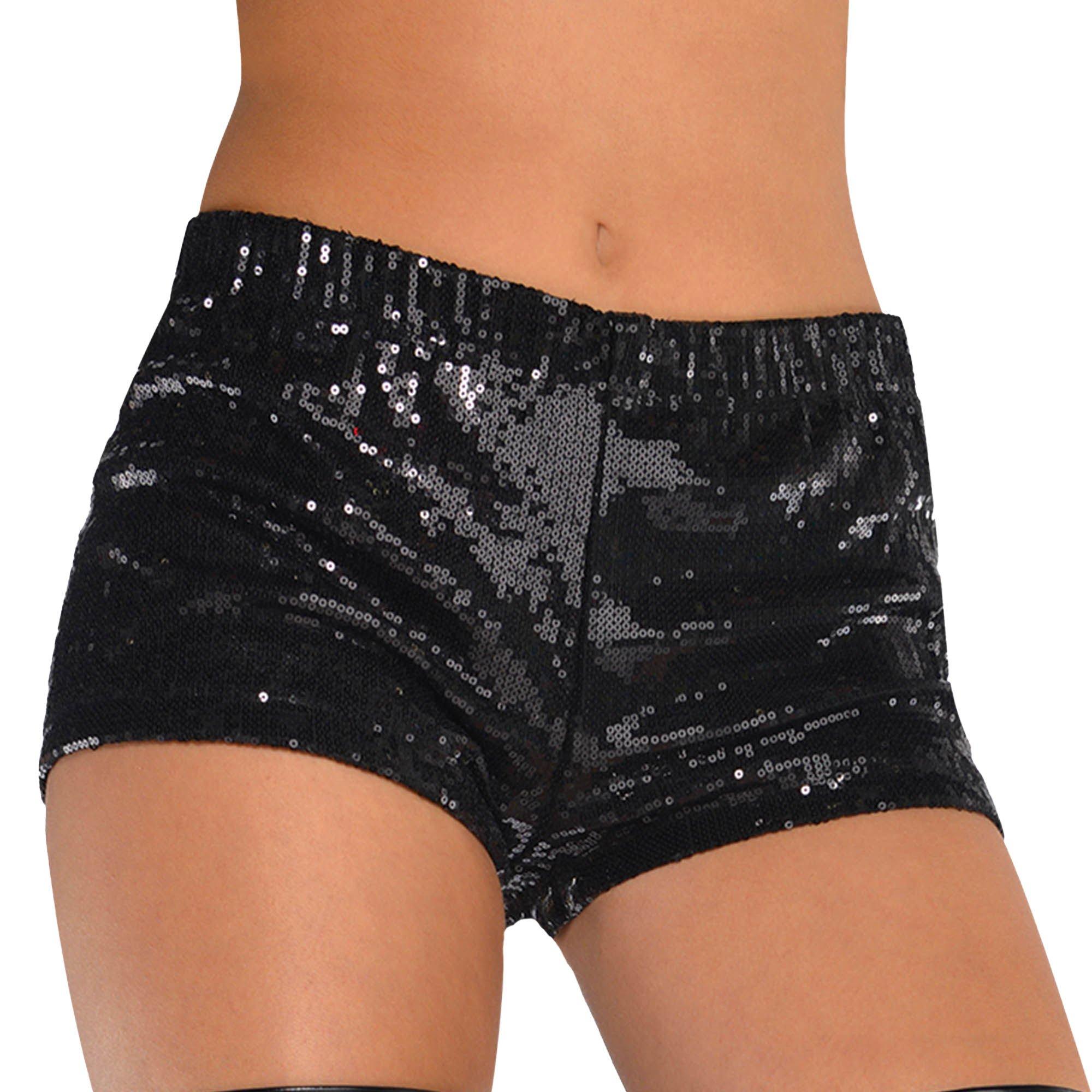 Black sequin sales booty shorts