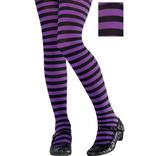 Child Purple & Black Striped Tights