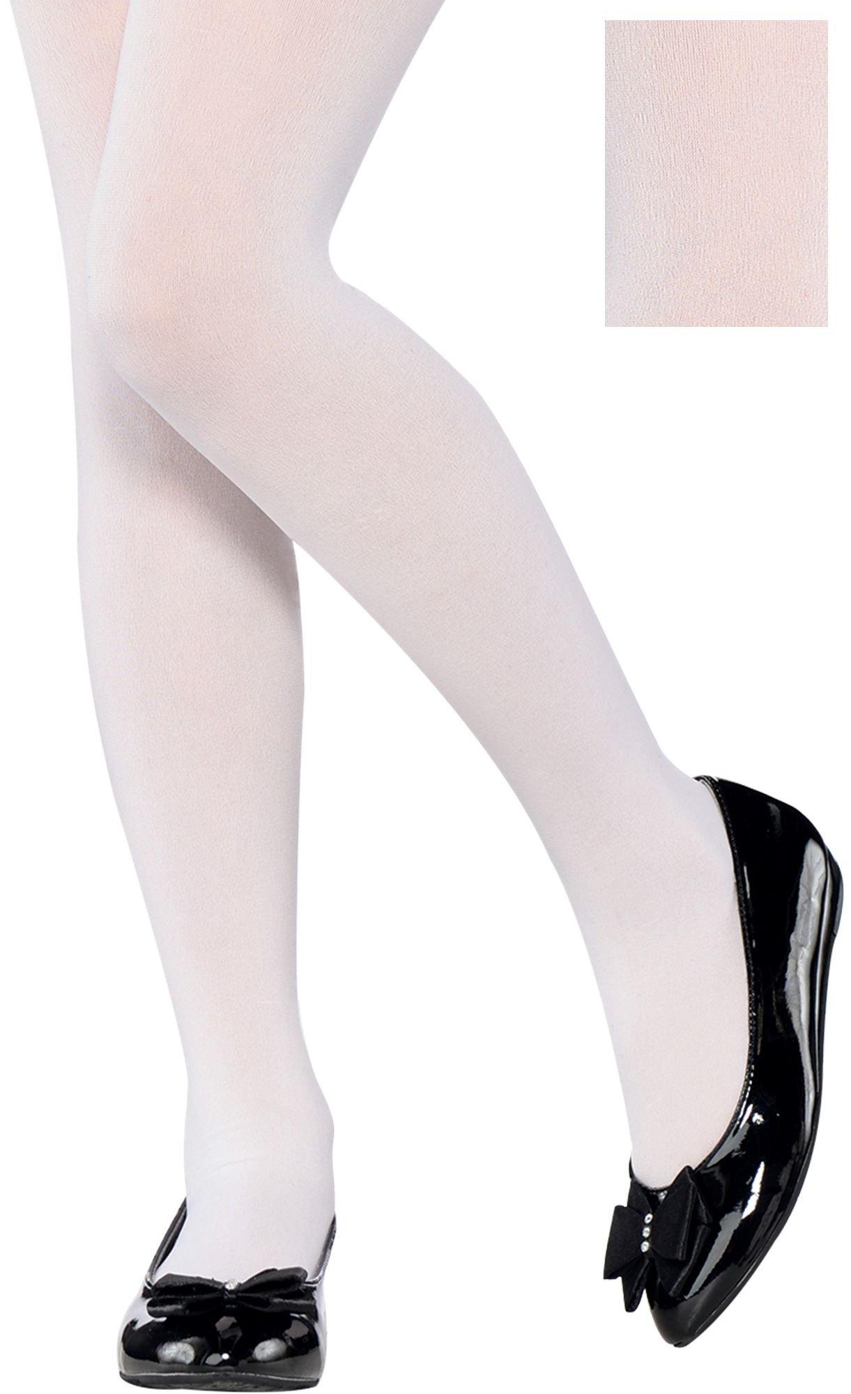 Girls White Opaque Tights