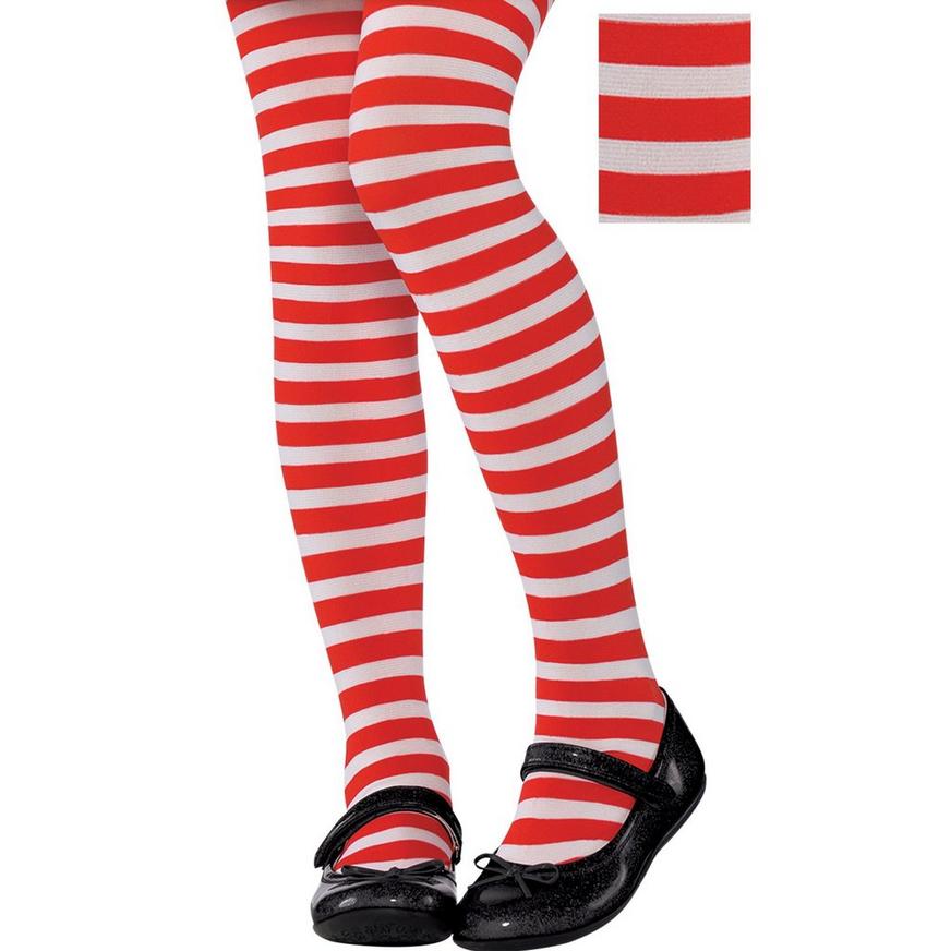 Child Red & White Striped Tights
