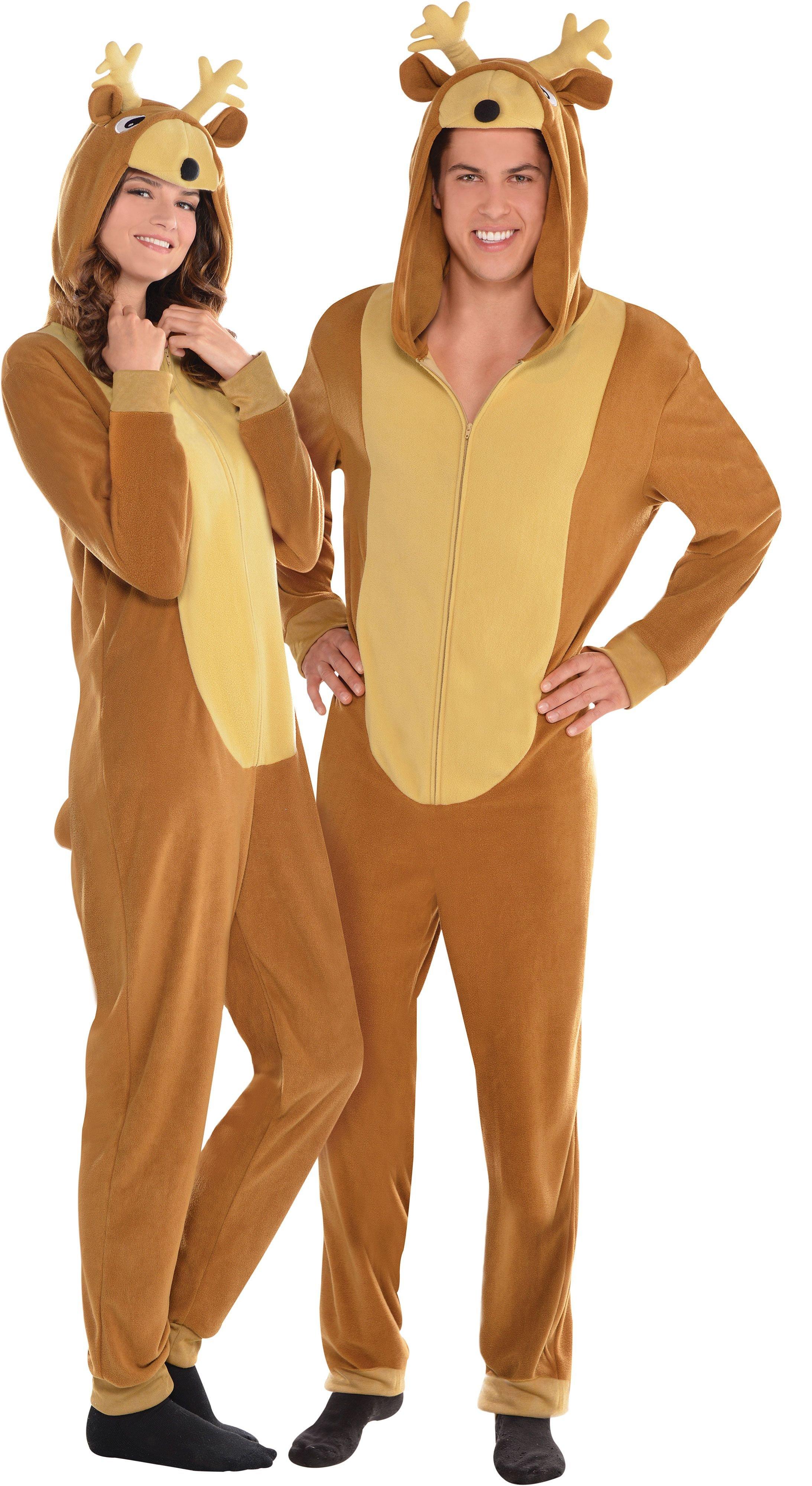 Adult Reindeer One Piece Pajamas Party City