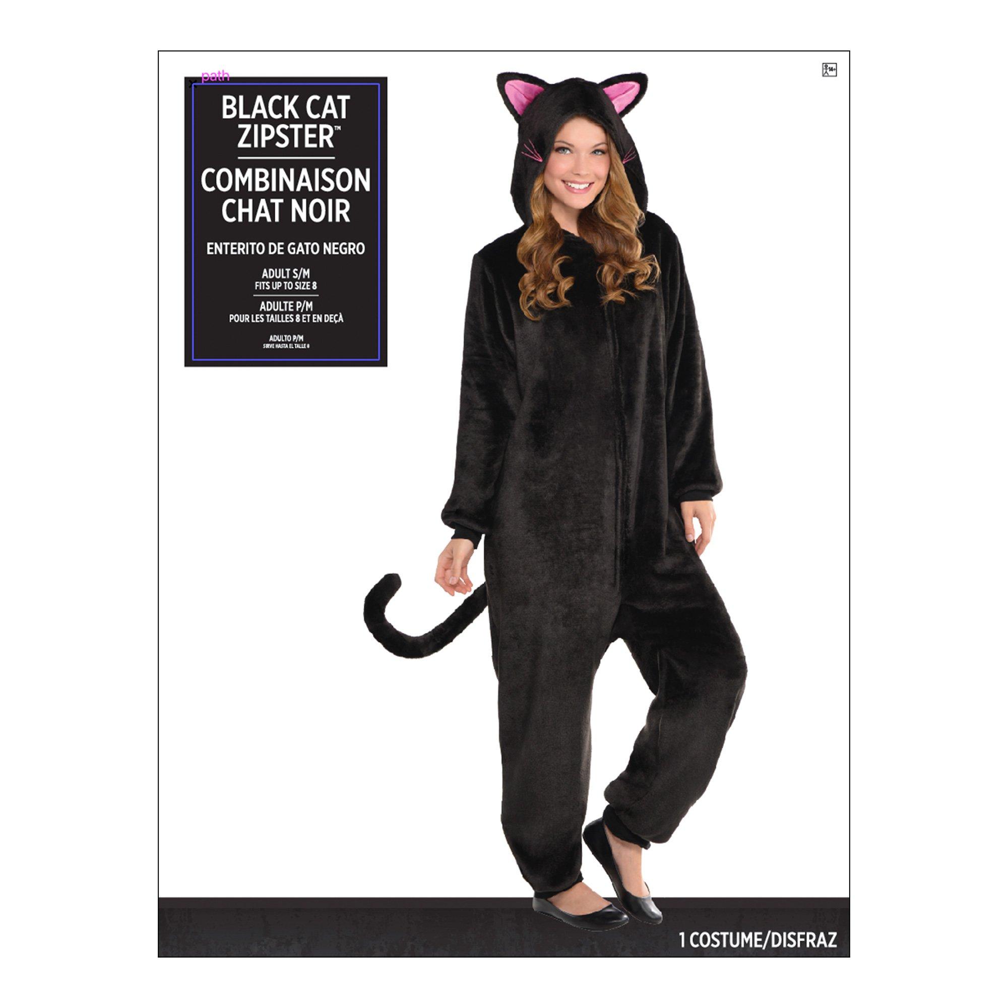 Adult Zipster Black Cat One Piece Costume Party City