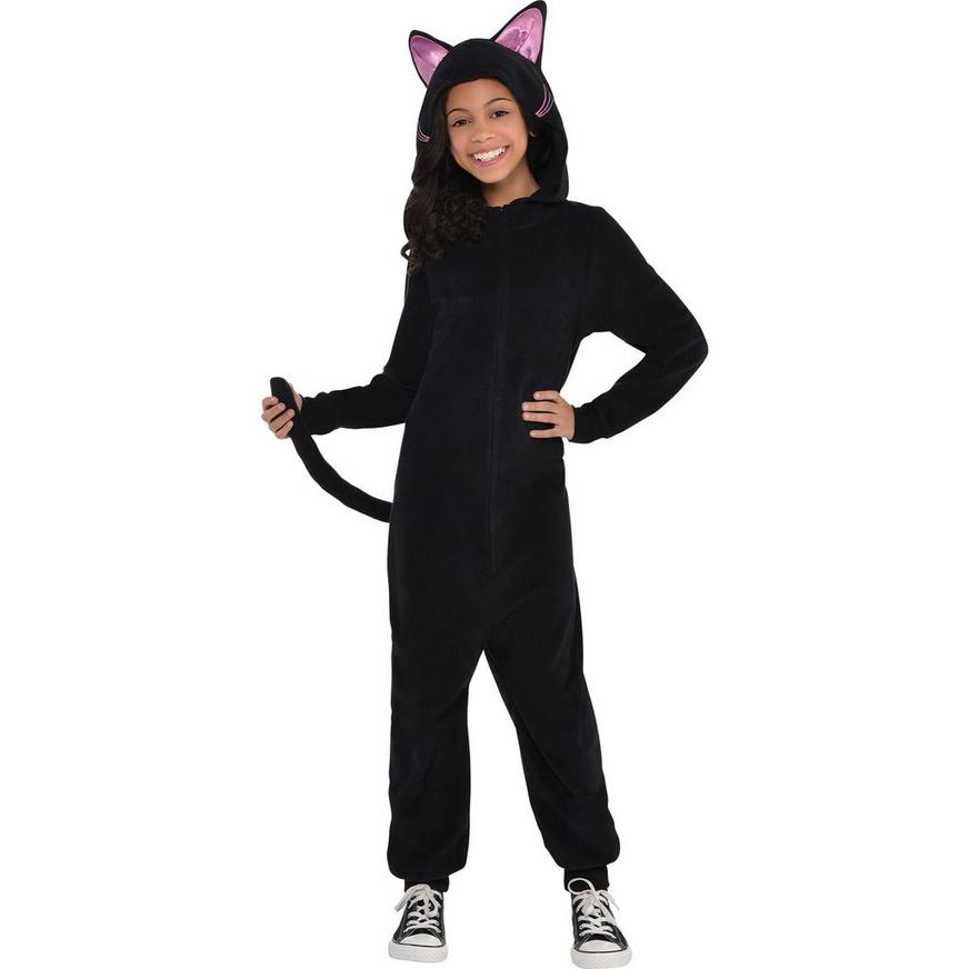 friction Mellow band Girls Zipster Black Cat One Piece Costume | Party City