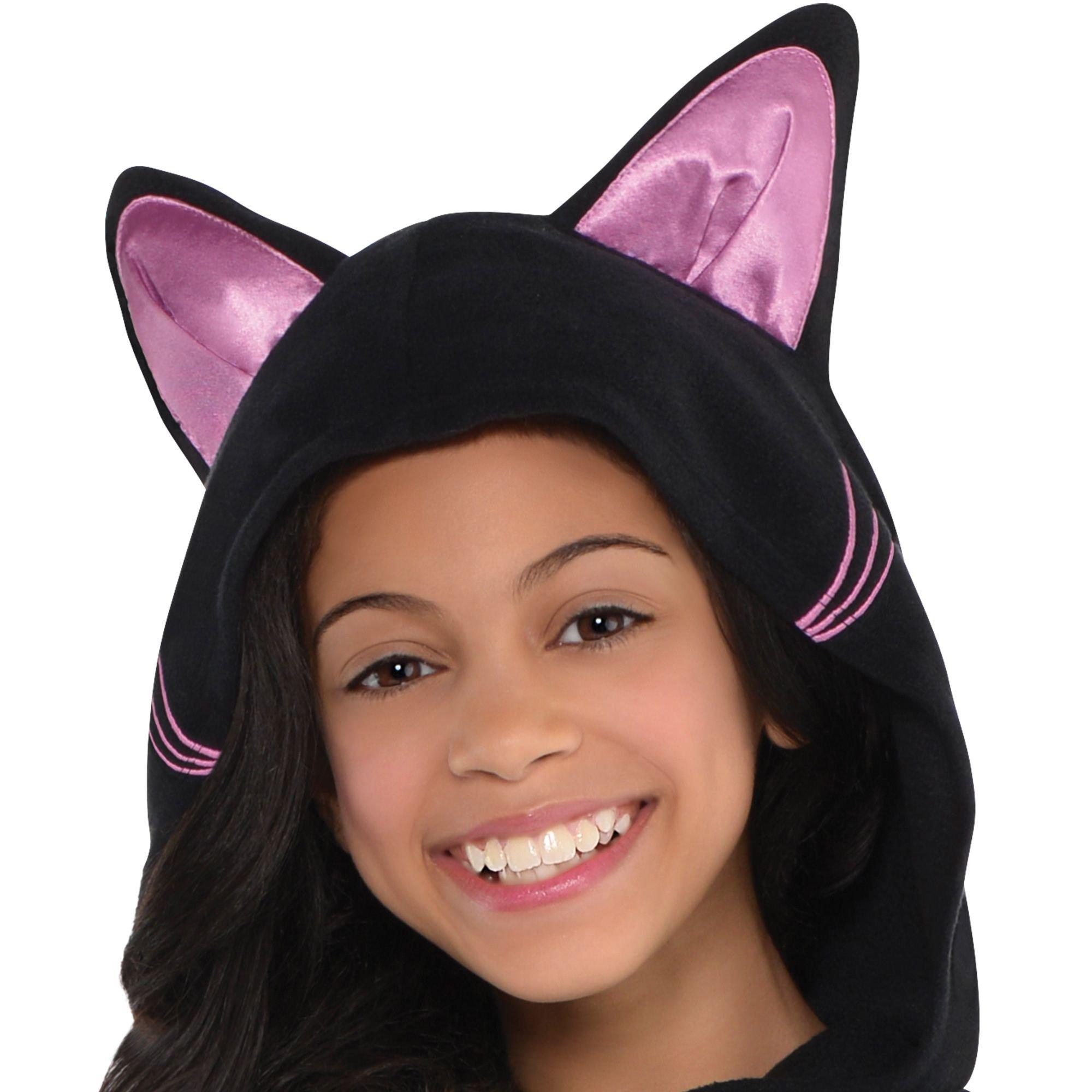 Girls Zipster Black Cat One Piece Costume | Party City