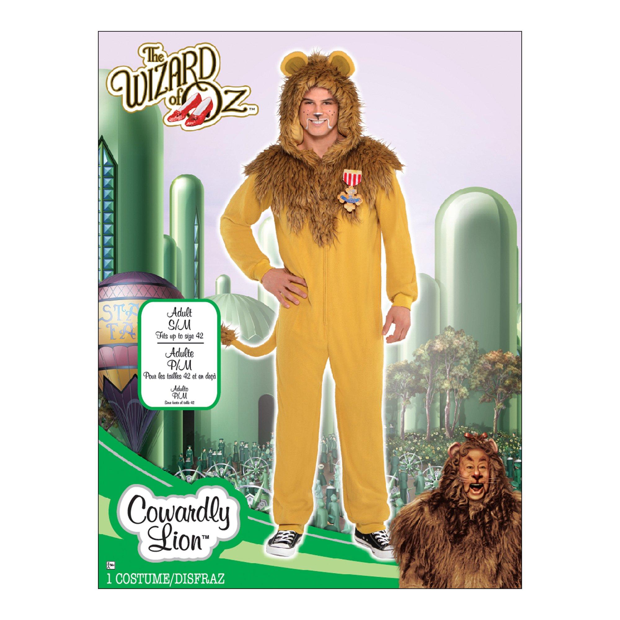 Adult Zipster Cowardly Lion One Piece Costume - The Wizard of Oz