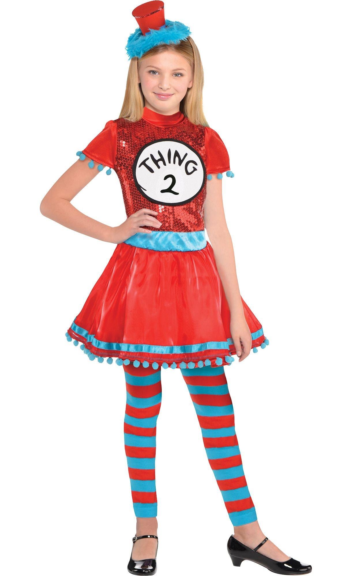 Girls Thing 1 & Thing 2 Dress Costume - Dr. Seuss | Party City