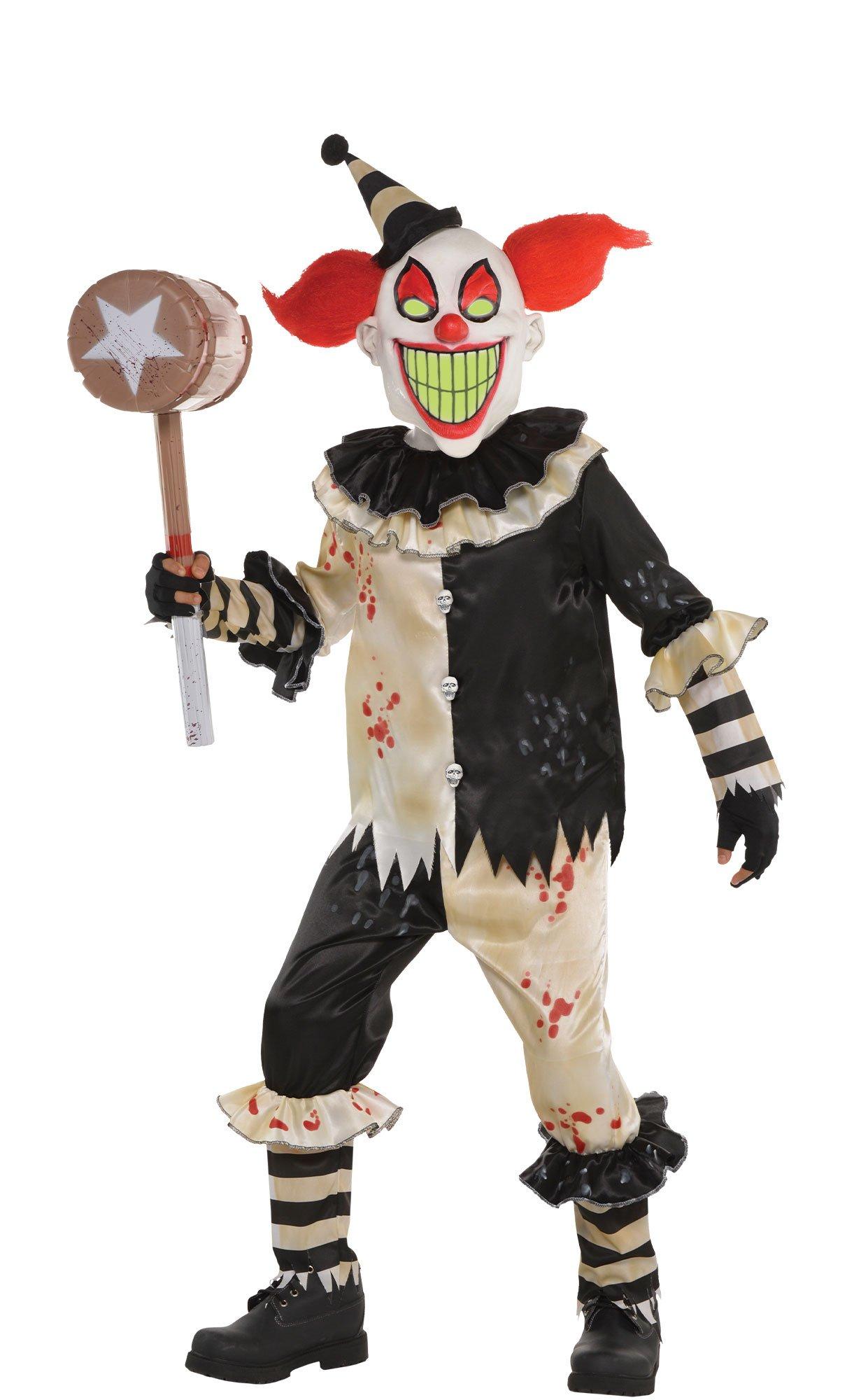 Childs Bad Clown Fancy Dress Halloween Costume Circus Horror Scary Boys Kids