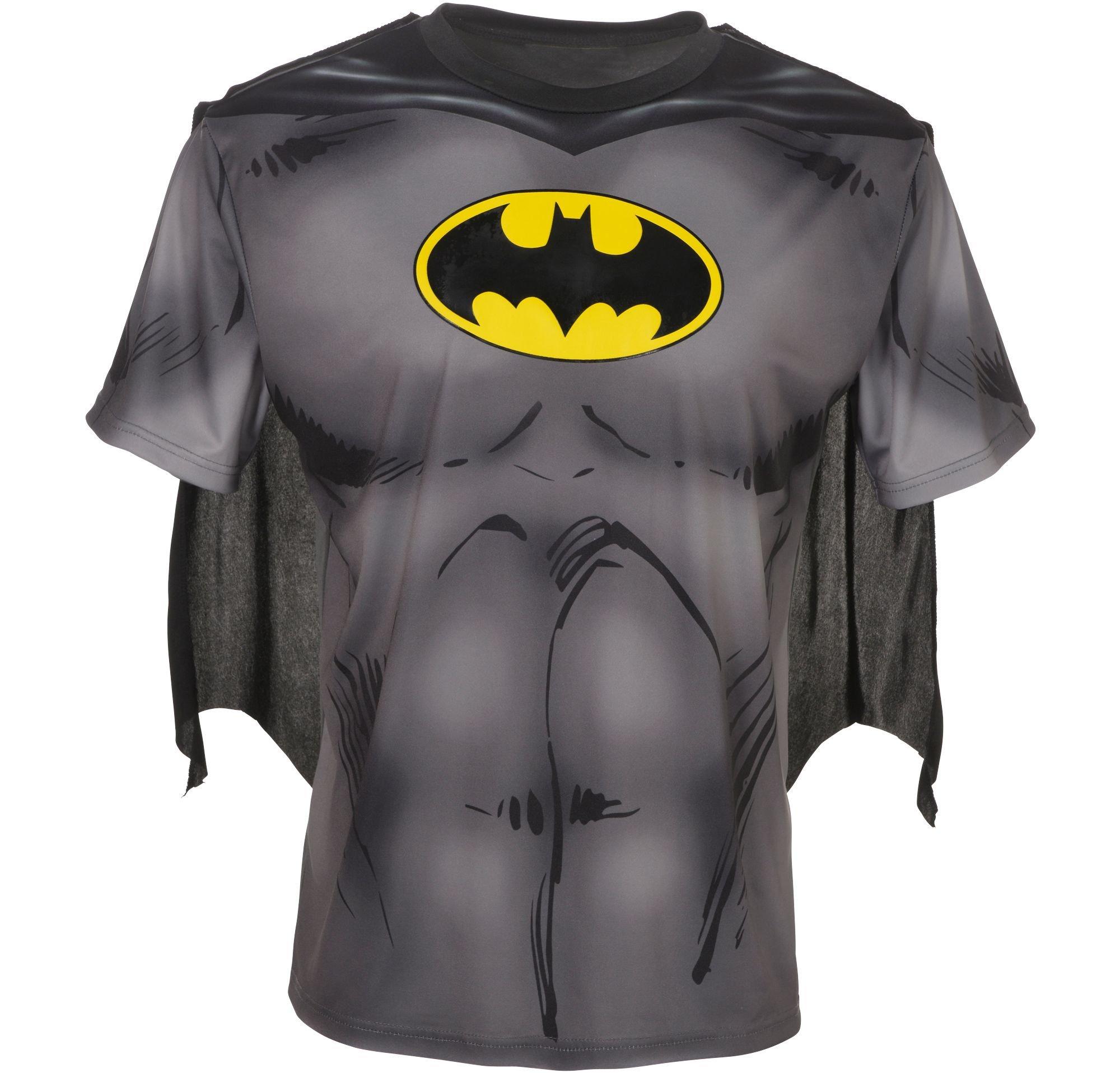 Somatisk celle klokke Rund Adult Batman T-Shirt with Cape | Party City