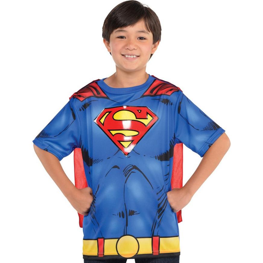 Superman Logo & Cape T-Shirt Infant Boys Blue/Red Top Tee Tshirt Shirt 