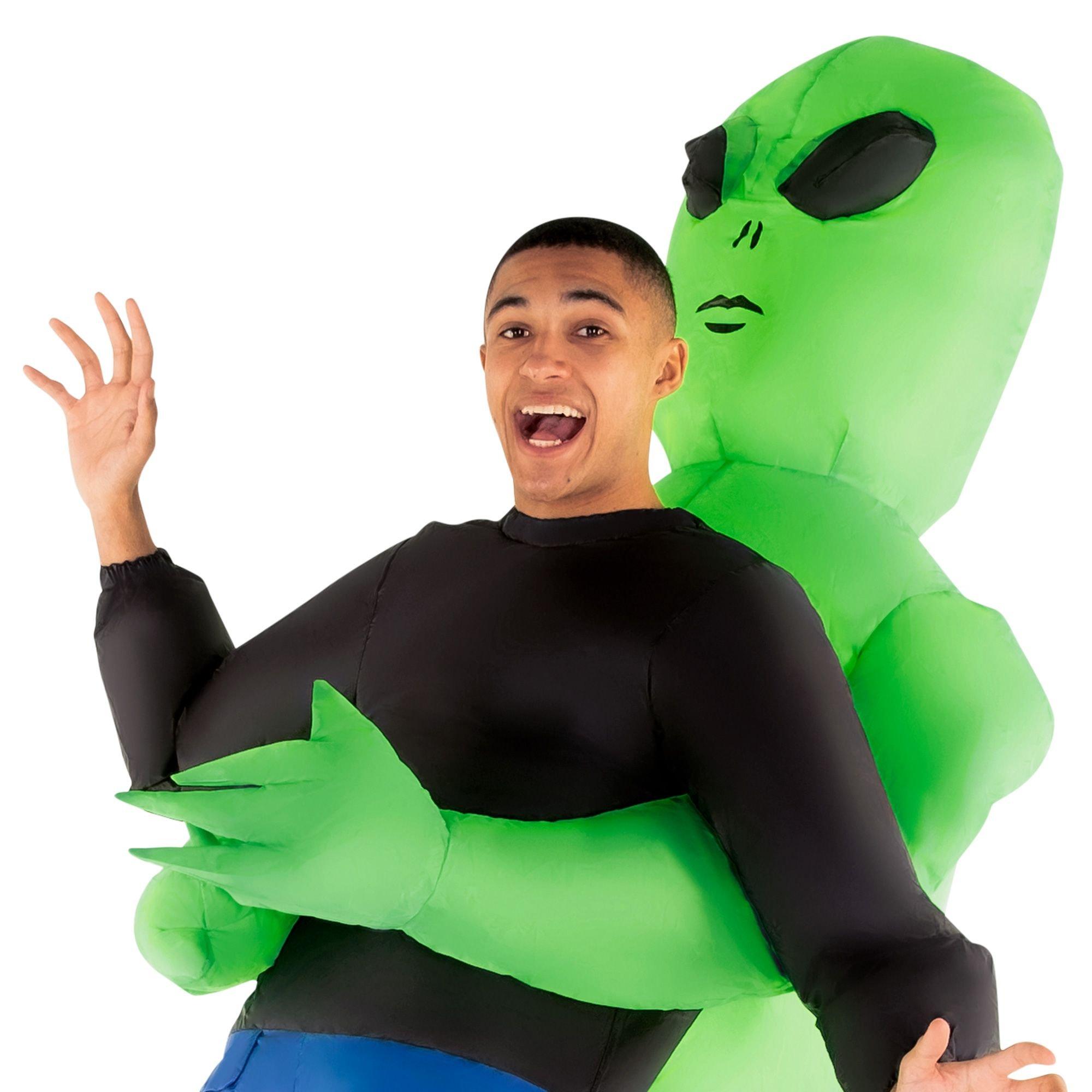 Inflatable Alien Costume for Adult Space Blow up Alien Holding Human Costume  Halloween Party Costume Funny Cosplay Fancy Dress