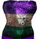 Womens Gold, Green & Purple Sequin Tube Top
