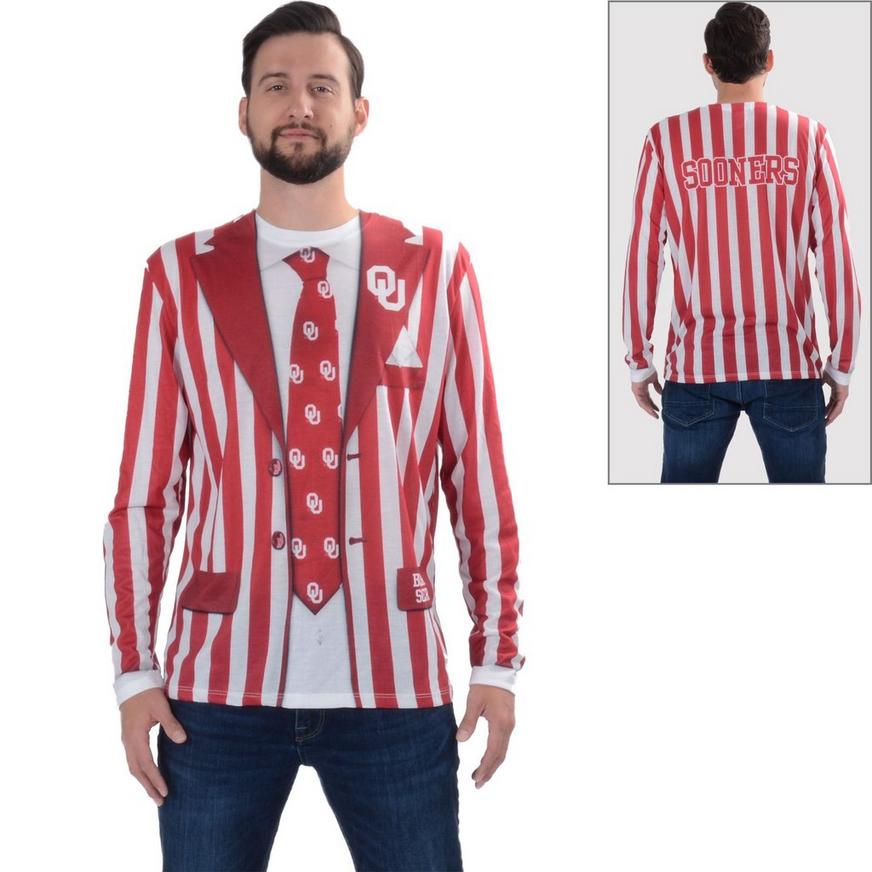 Mens Oklahoma Sooners Striped Suit Long-Sleeve Shirt