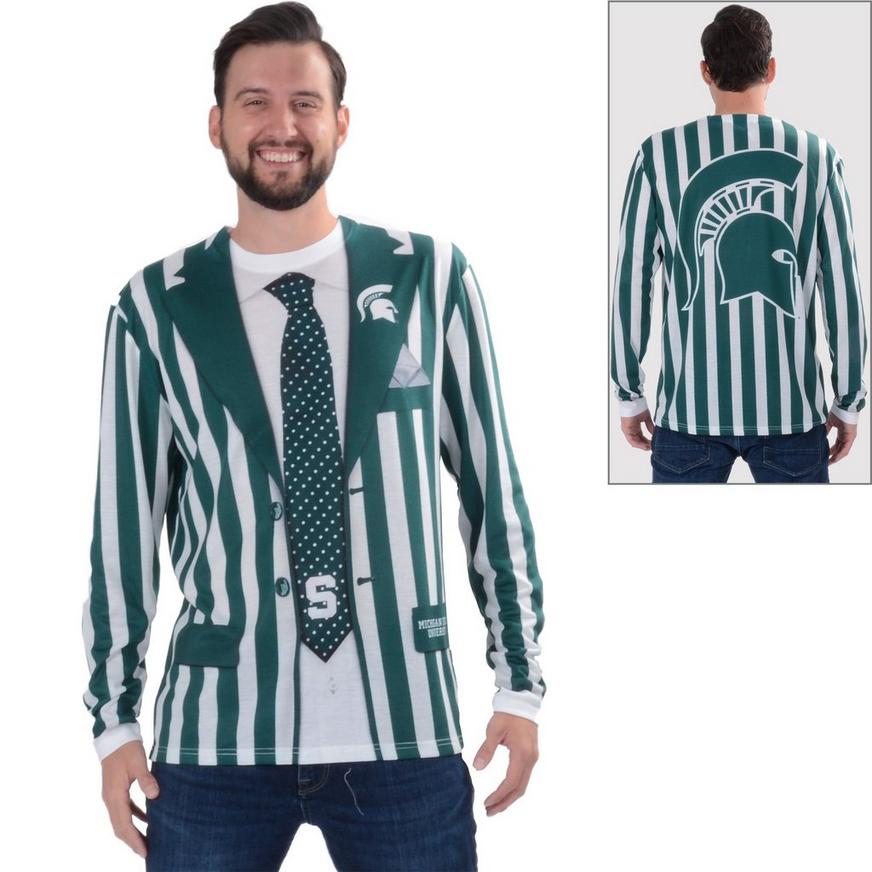 Mens Michigan State Spartans Striped Suit Long-Sleeve Shirt