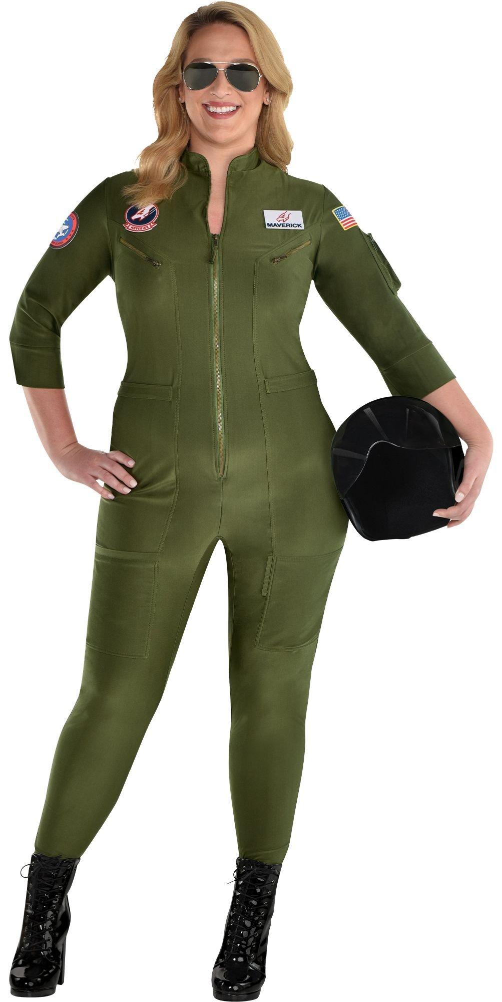 med undtagelse af Socialisme frustrerende Womens Maverick Flight Suit Costume Plus Size - Top Gun 2 | Party City
