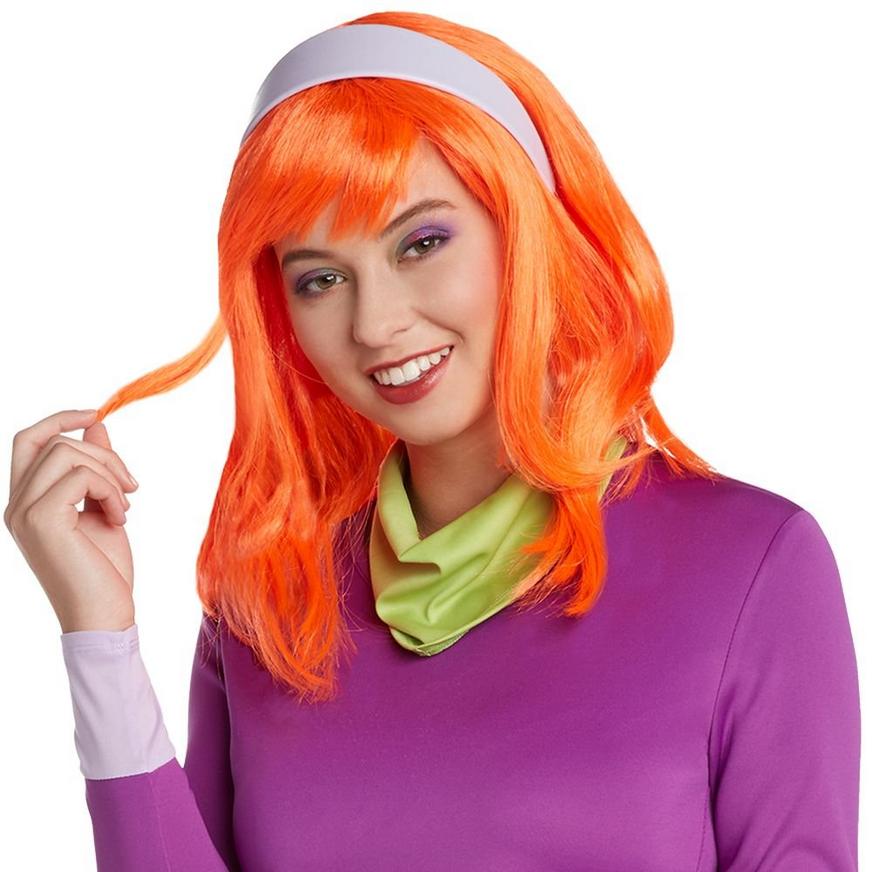LADIES DAPHNE FANCY DRESS COSTUME SCOOBY DOO CARTOON TV SHOW COSPLAY OUTFIT WIG 