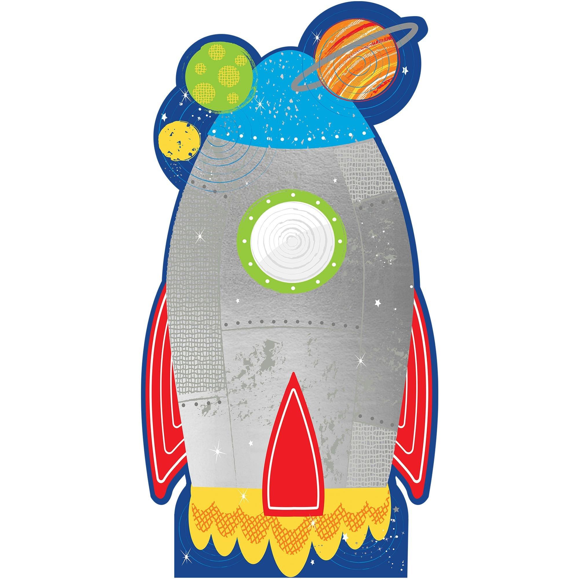 Blast Off Rocket Cardboard Cutout, 3ft Party City