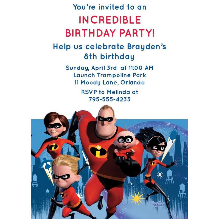 Custom Incredibles 2 Invitations