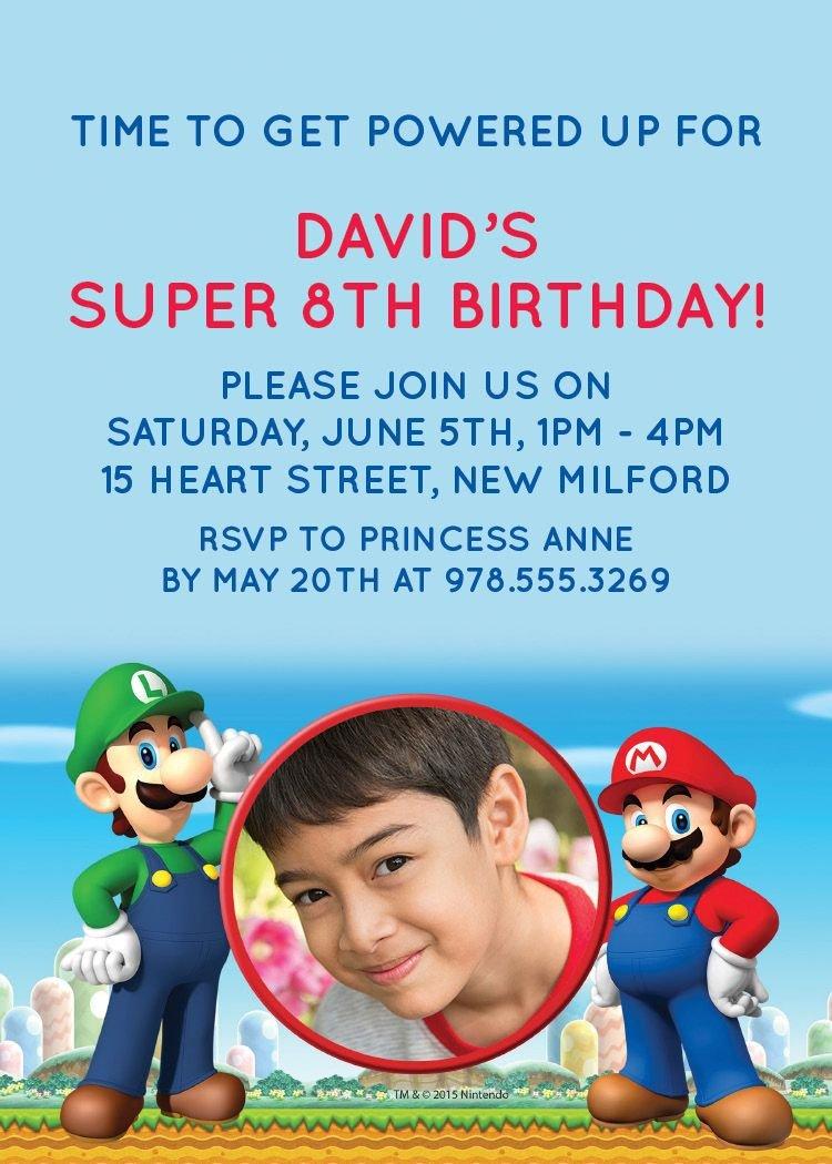 Super Mario Invitation. Mario Birthday Invitation. Mario Party