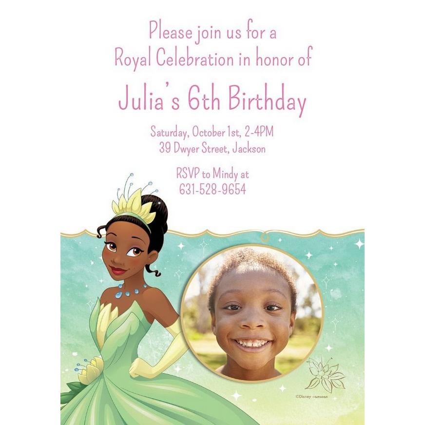 Personalised Princess Tiana and the Frog Birthday Party Invites envelopes PF 