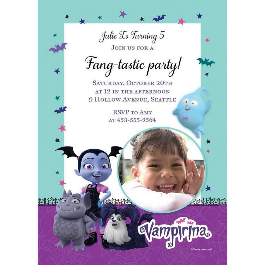 Custom Vampirina Photo Invitations