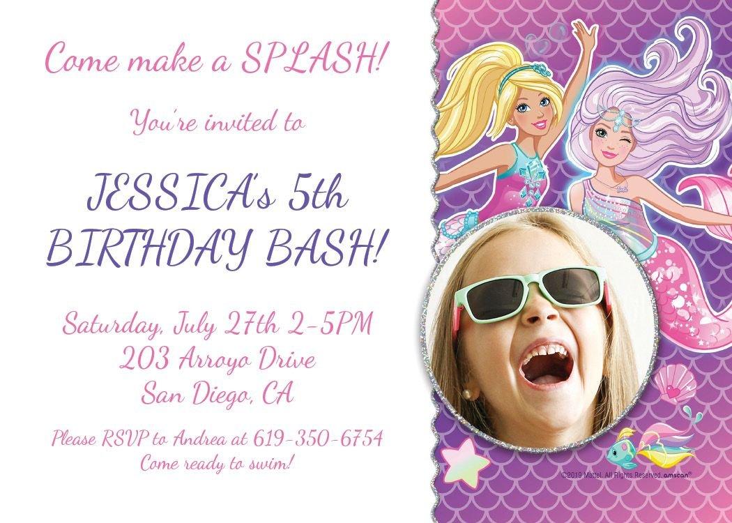 Mermaid barbie invitations sale