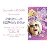 Custom Barbie Mermaid Photo Invitations
