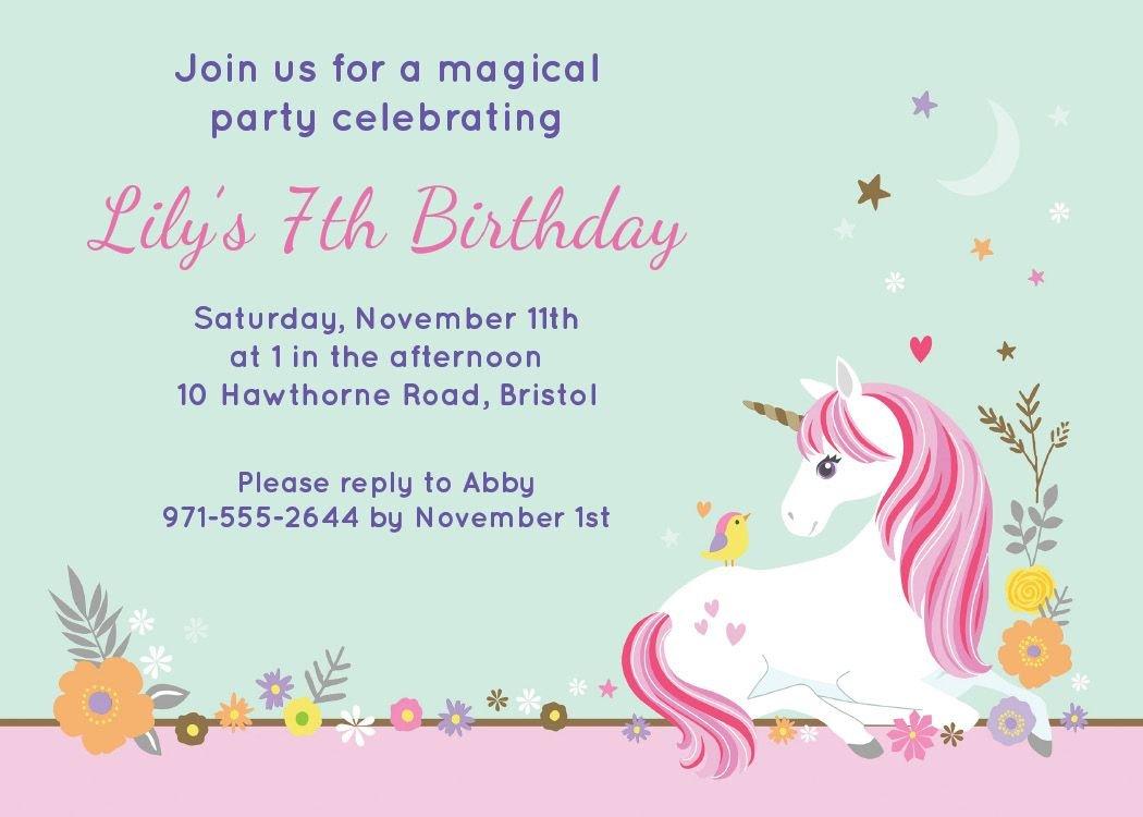 Custom Magical Unicorn Invitations