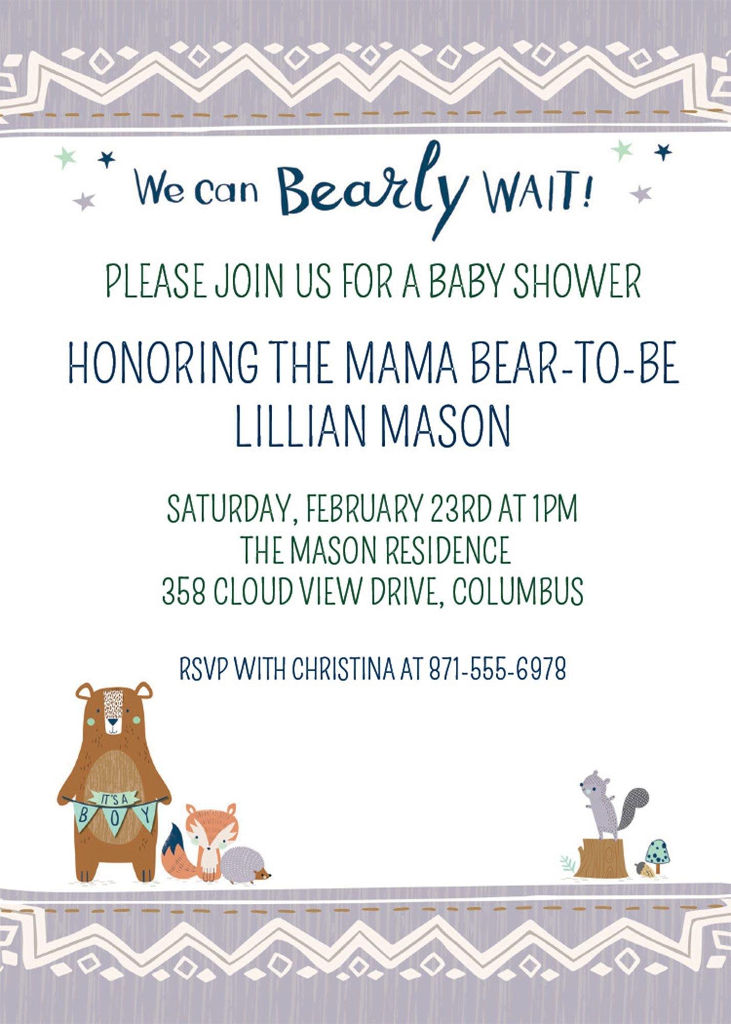 Custom Can Bearly Wait Invitations