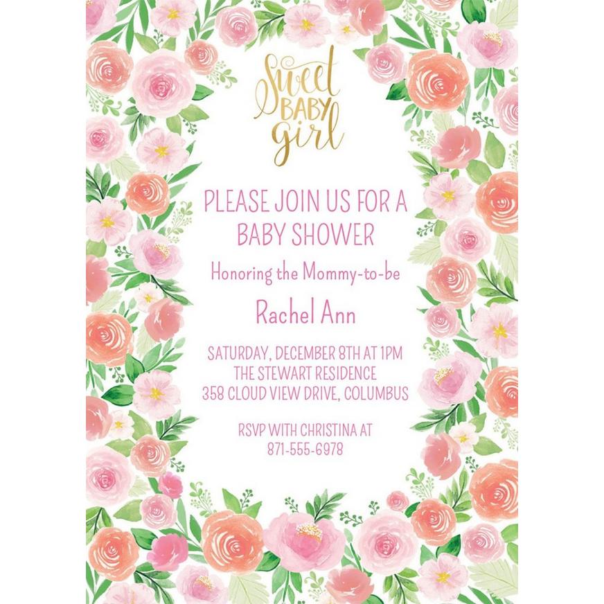 Custom Floral Baby Invitations