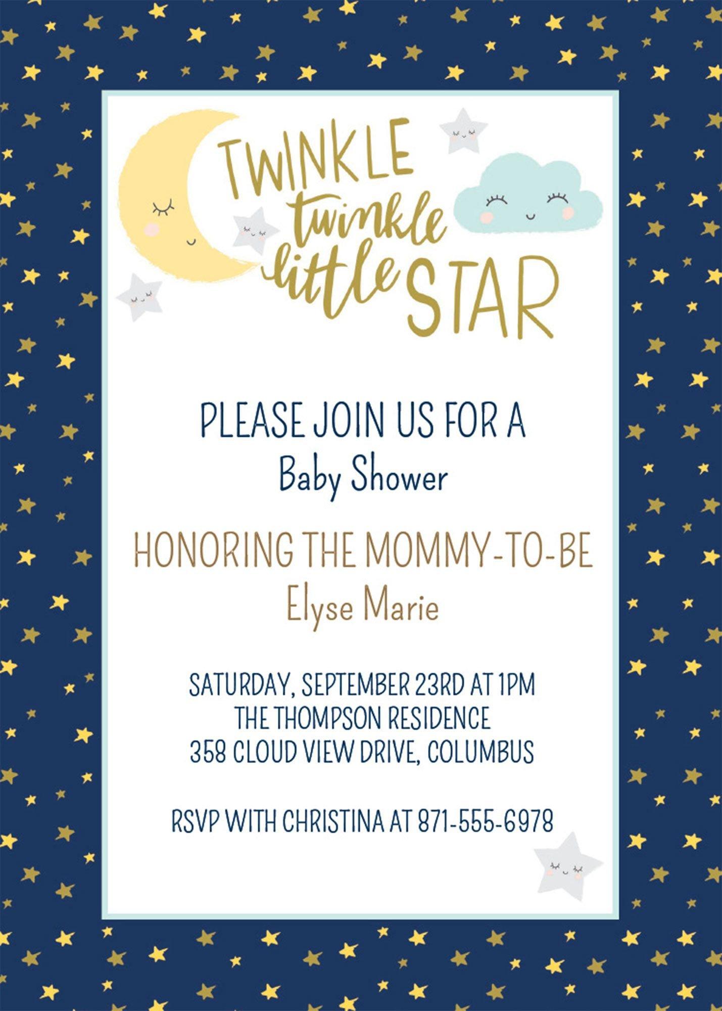 Custom Twinkle Twinkle Little Star Invitations