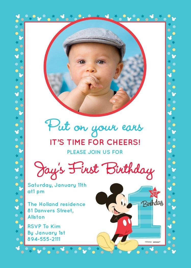 Custom Mickey's 1st Birthday Photo Invitations