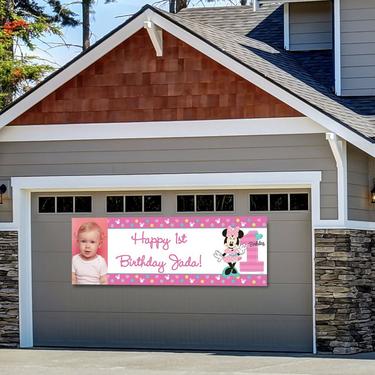 Custom Minnie's 1st Birthday Photo Horizontal Banner