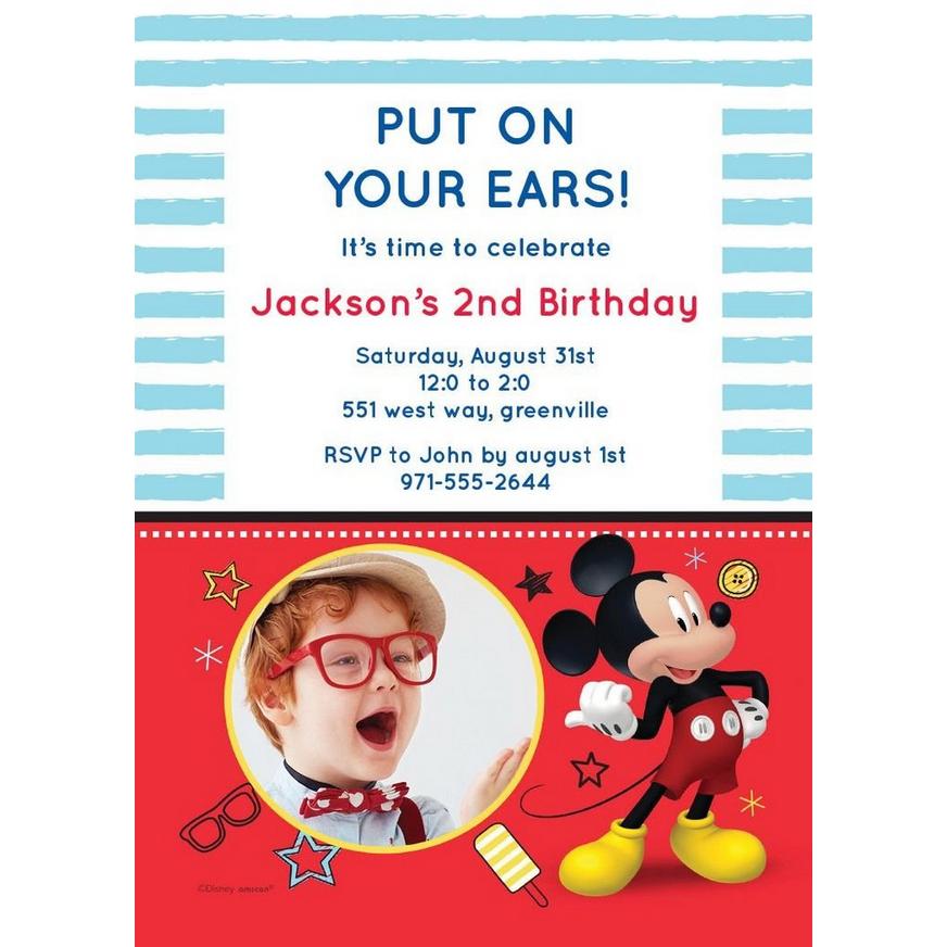 Custom Mickey on the Go Photo Invitations
