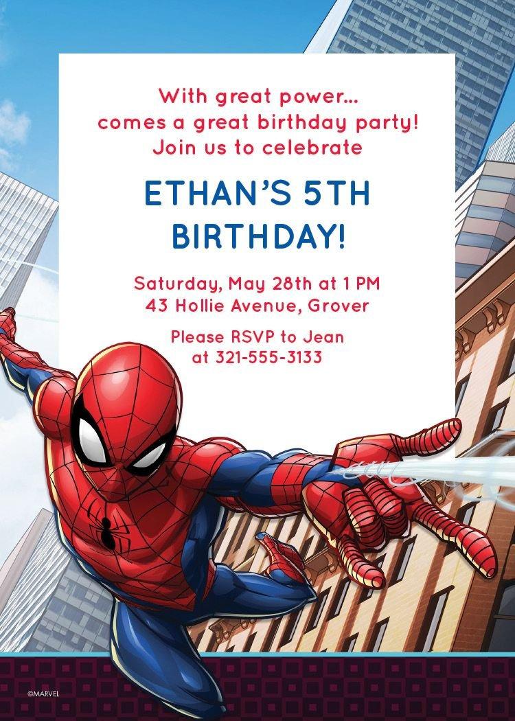 Custom Webbed Wonder Spider-Man Invitations