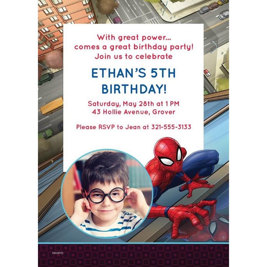 Custom Webbed Wonder Spider-Man Photo Invitations