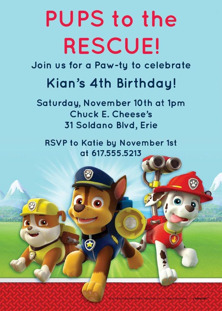 Custom PAW Patrol Invitations