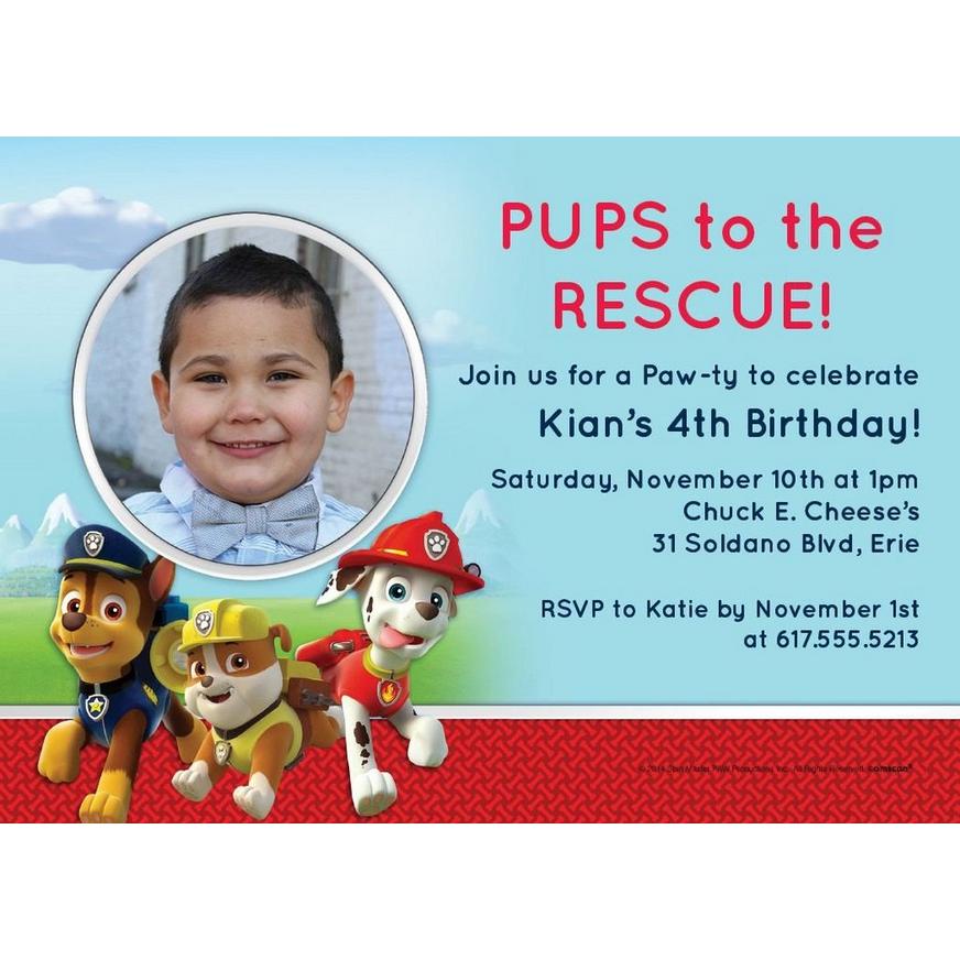 Boy Personalised Paw Patrol Birthday Invitations for Kids Girl Envelopes! 