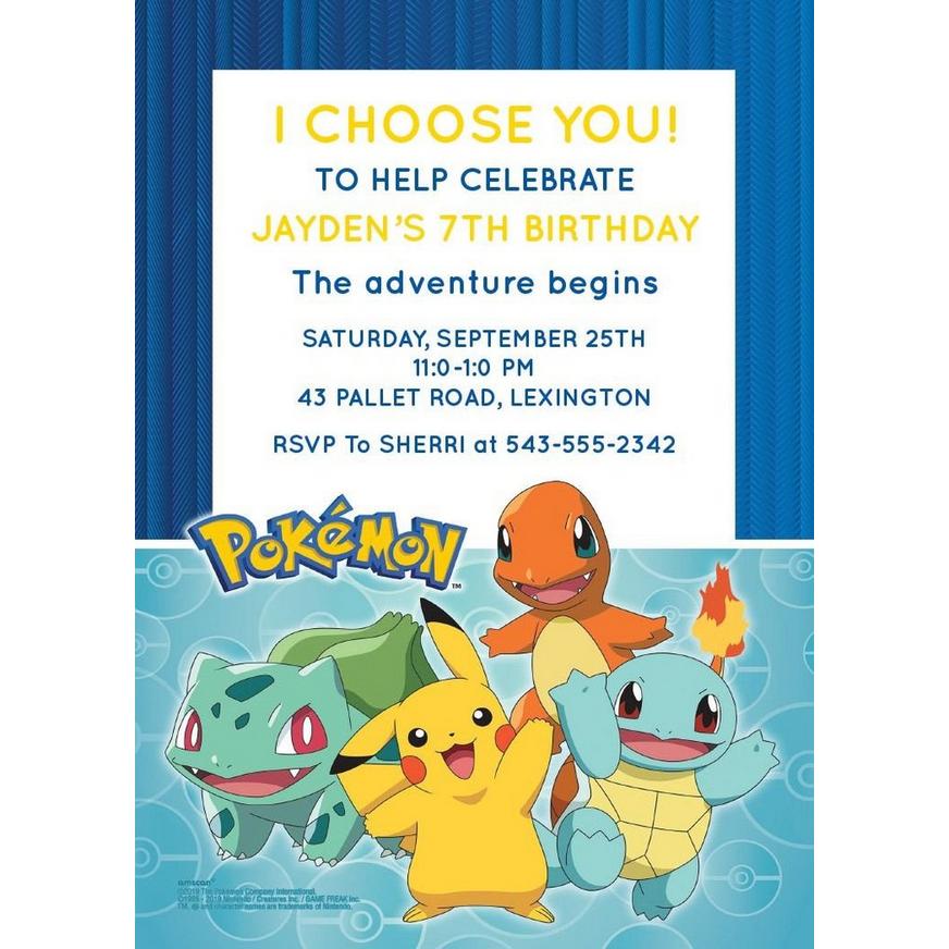 Personalised Pokemon Pokeball Birthday Party Invites inc Envelopes P2 