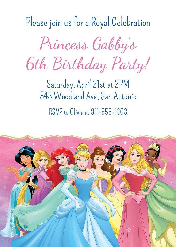 Party City Custom Once Upon A Time Disney Princess Invitations Size 5in x 7in