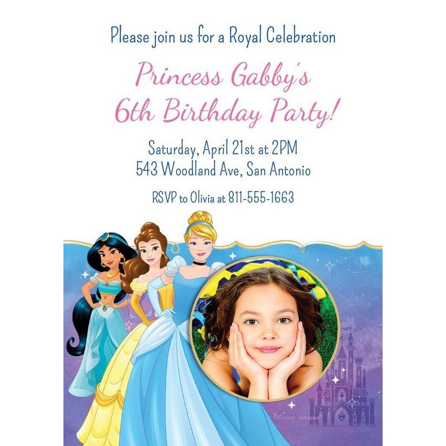 Custom Once Upon a Time Disney Princess Photo Invitations