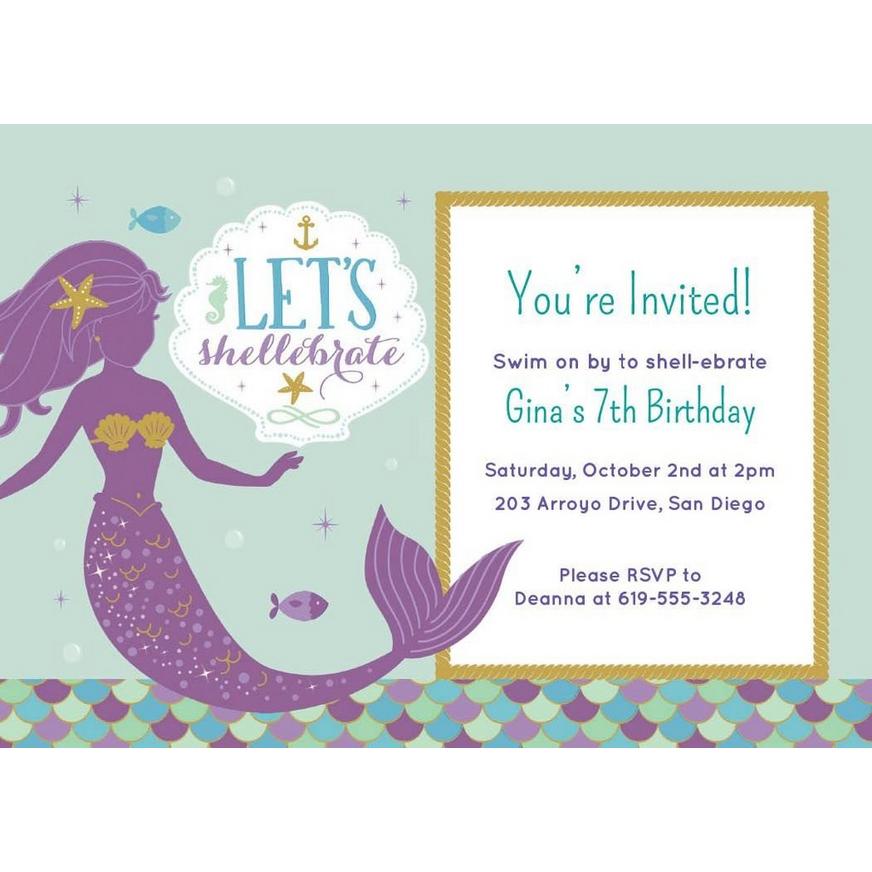 Custom Mermaid Wishes Invitations