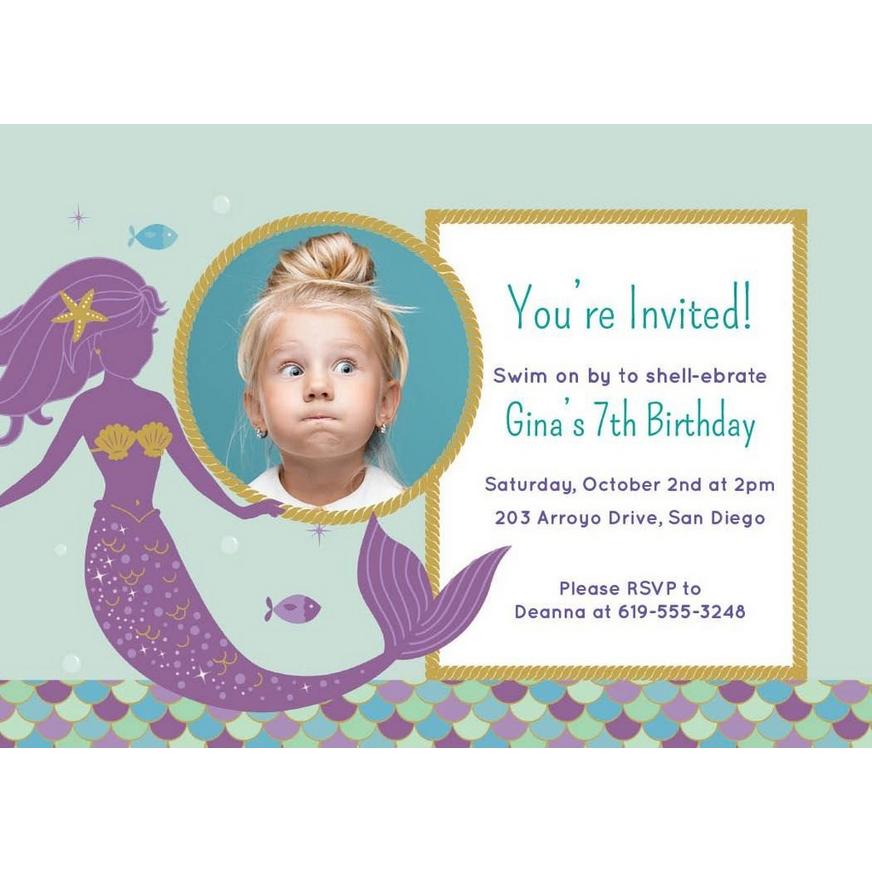 Custom Mermaid Wishes Photo Invitations