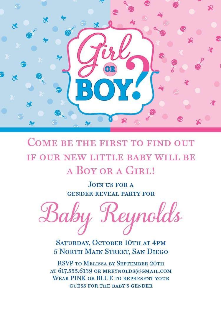 Custom Girl or Boy Gender Reveal Invitations Party City