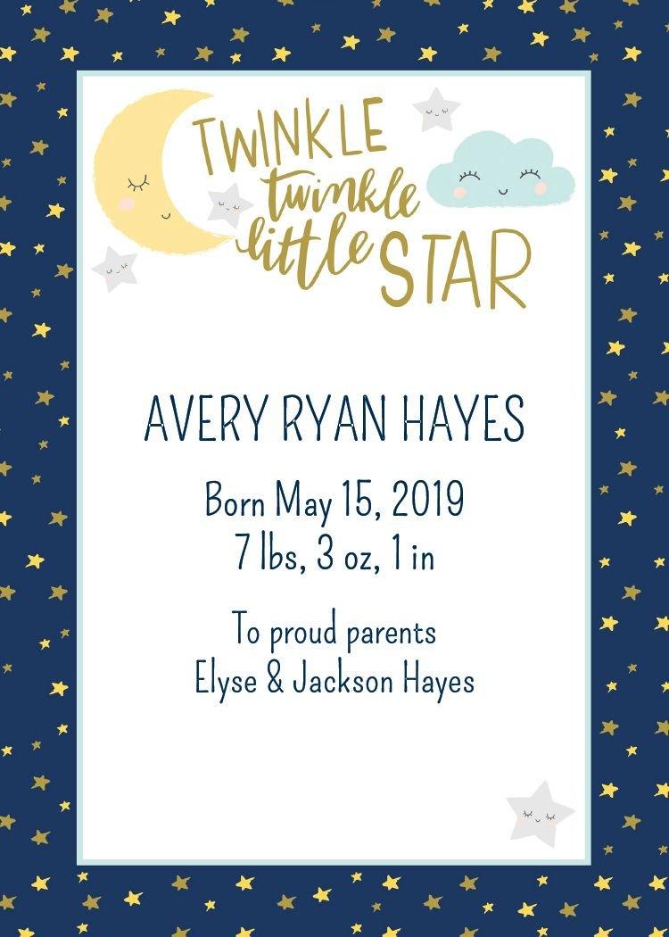 Custom Twinkle Twinkle Little Star Photo Announcements