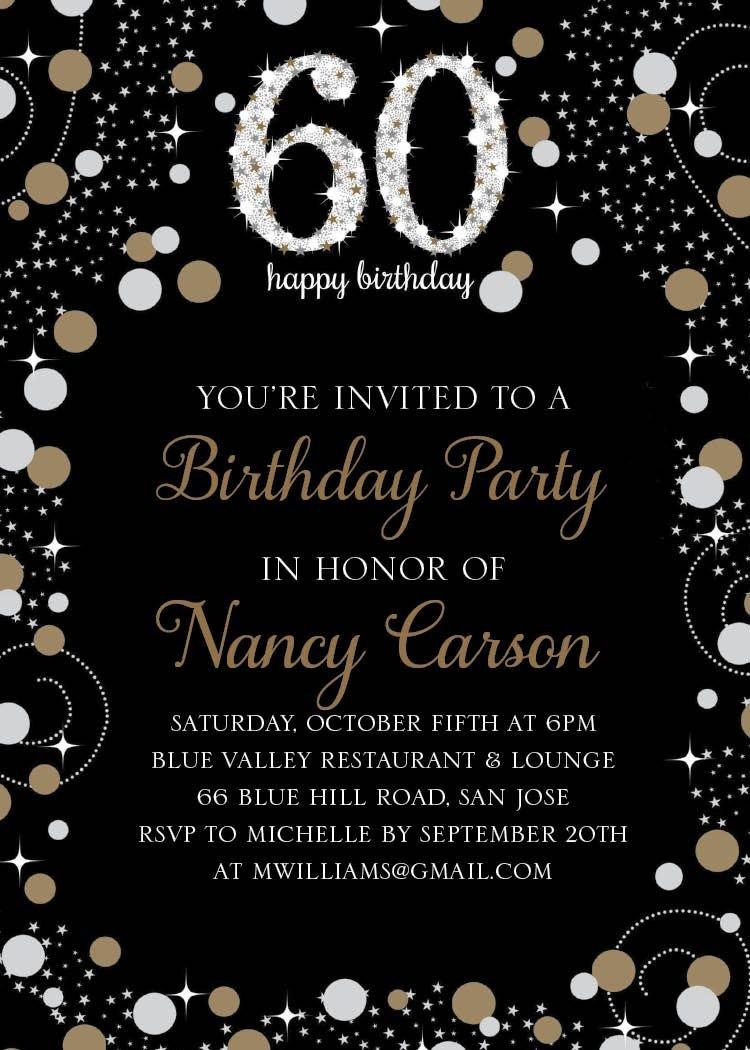 Custom Sparkling Celebration 60 Invitations