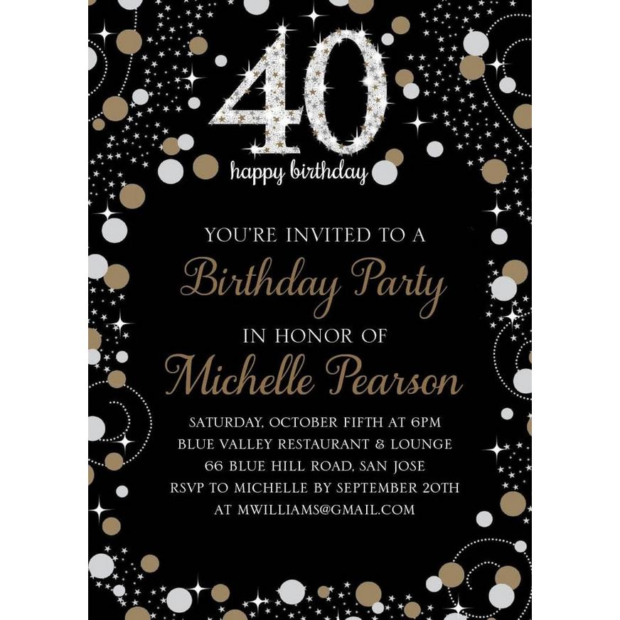 Custom Sparkling Celebration 40 Invitations