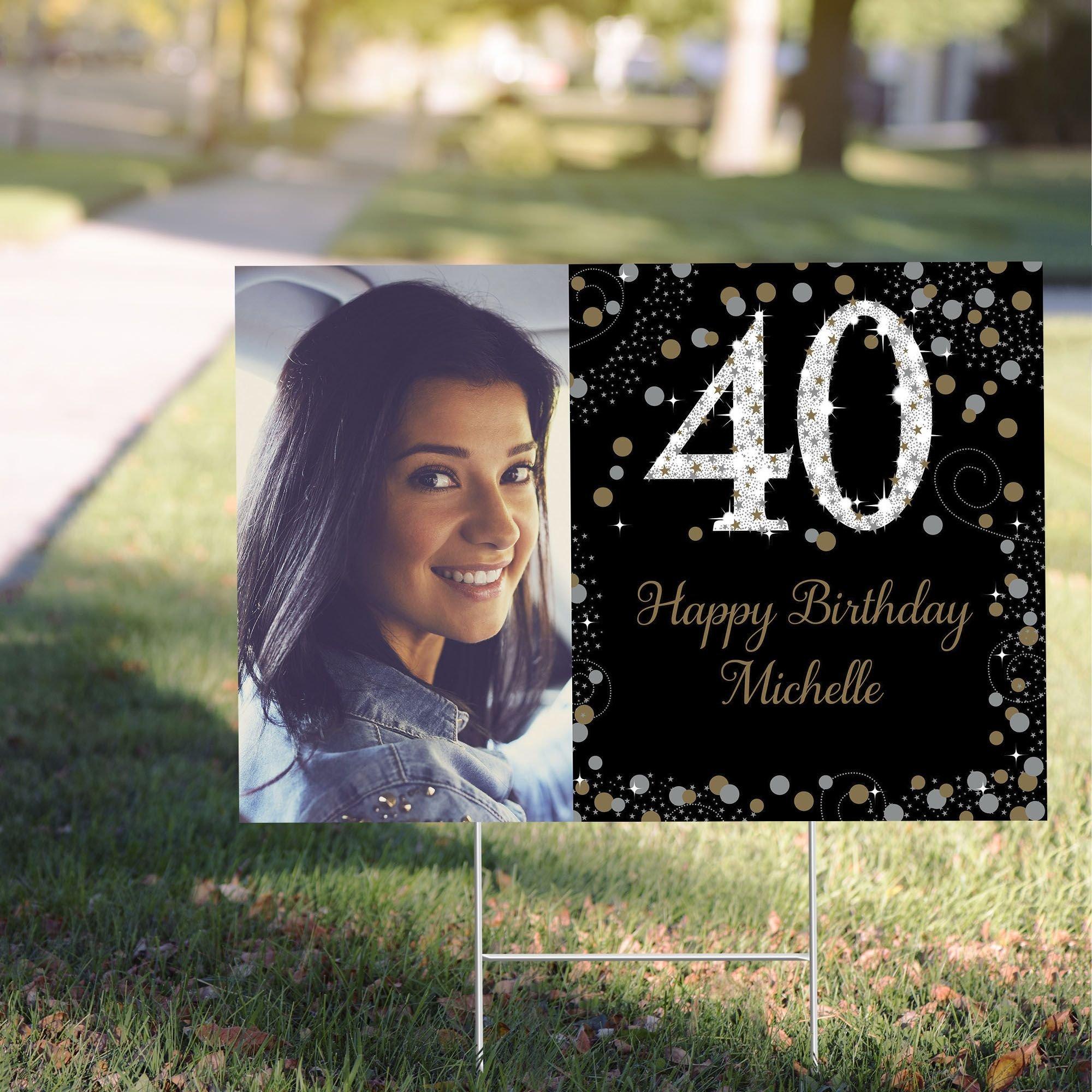 Custom Sparkling Celebration 40 Photo Yard Sign Party City