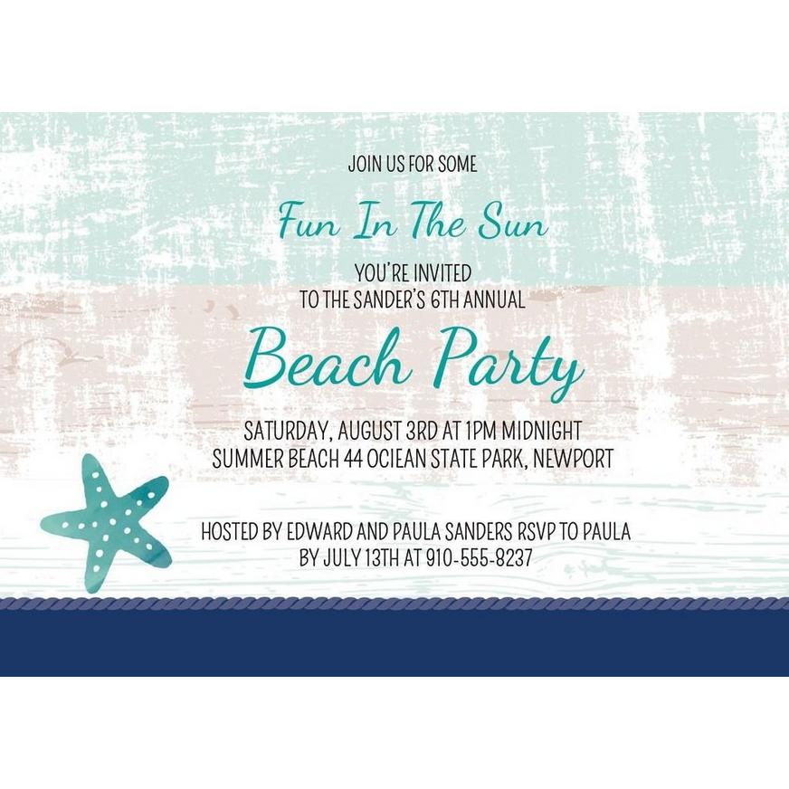 Custom Sea, Sand & Sun Invitations