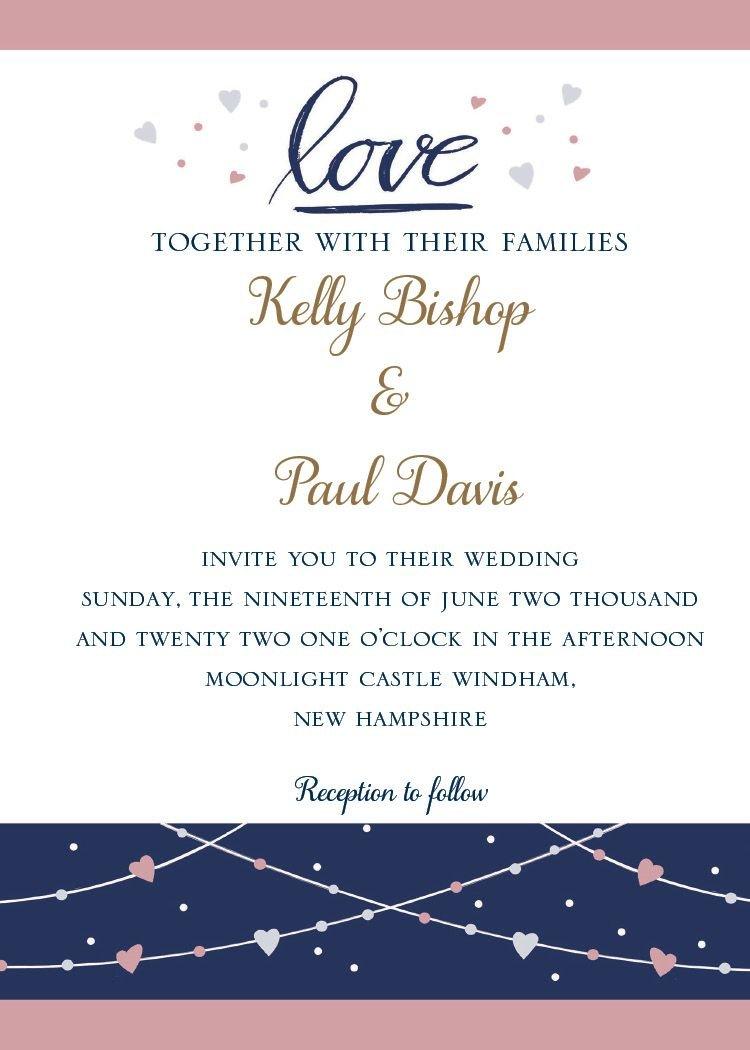 Custom Navy Love Bridal Invitations